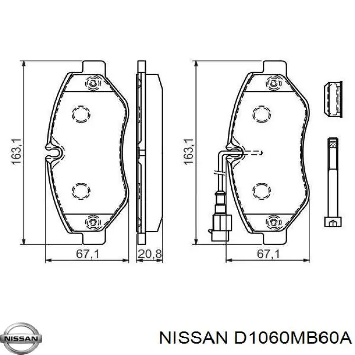 Гальмівні колодки Nissan/Infiniti D1060MB60A ціна, від 39.80 USD