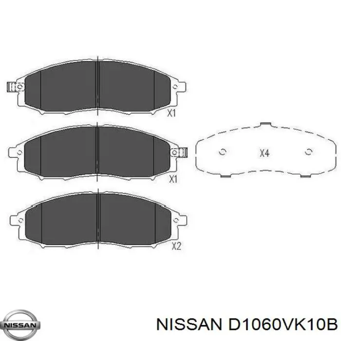 Передні тормозні колодки D1060VK10B Nissan/Infiniti