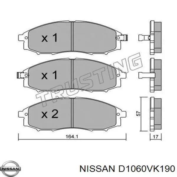 Передні тормозні колодки D1060VK190 Nissan/Infiniti