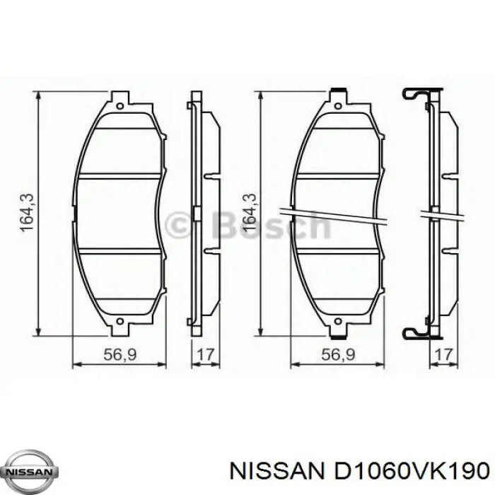 Гальмівні колодки Nissan/Infiniti D1060VK190 ціна, від 26.30 USD