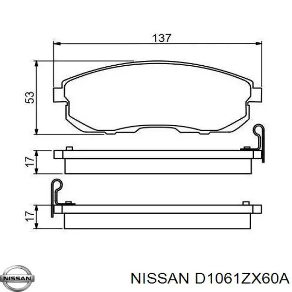 Тормозні колодки Nissan/Infiniti D1061ZX60A