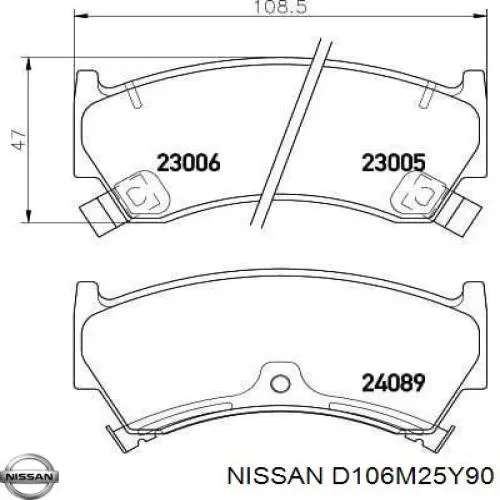 Купити D106M25Y90 Nissan/Infiniti Колодки гальмівні передні, дискові