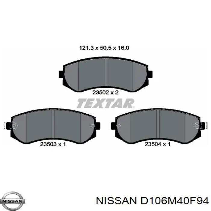 D106M40F94 Nissan колодки гальмівні передні, дискові