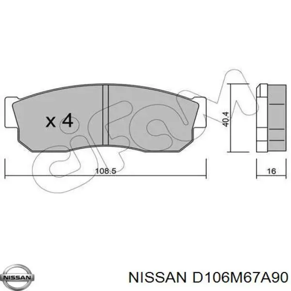 Передні тормозні колодки D106M67A90 Nissan/Infiniti