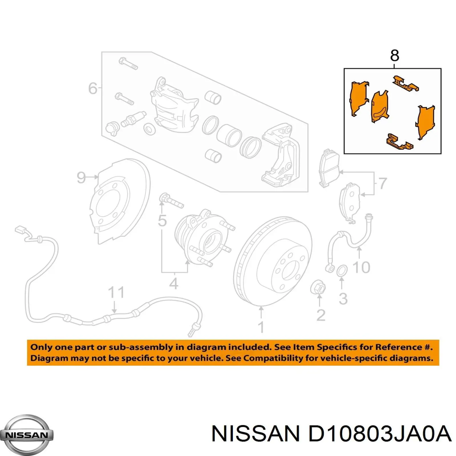 Притискна пружина колодки Nissan/Infiniti D10803JA0A ціна, від 92.61 USD