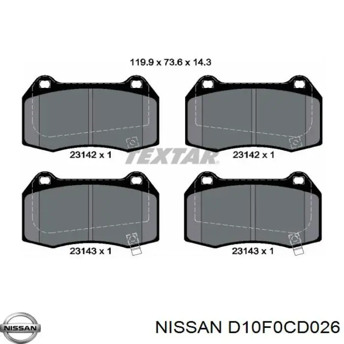 Гальмівні колодки Nissan/Infiniti D10F0CD026 ціна, від 36.48 USD