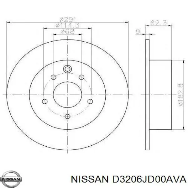 Купити D3206JD00AVA Nissan/Infiniti Диск заднього гальма