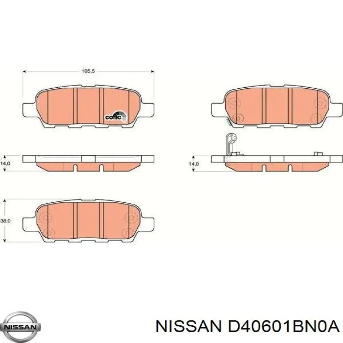 Колодки гальмові задні, дискові D40601BN0A Nissan