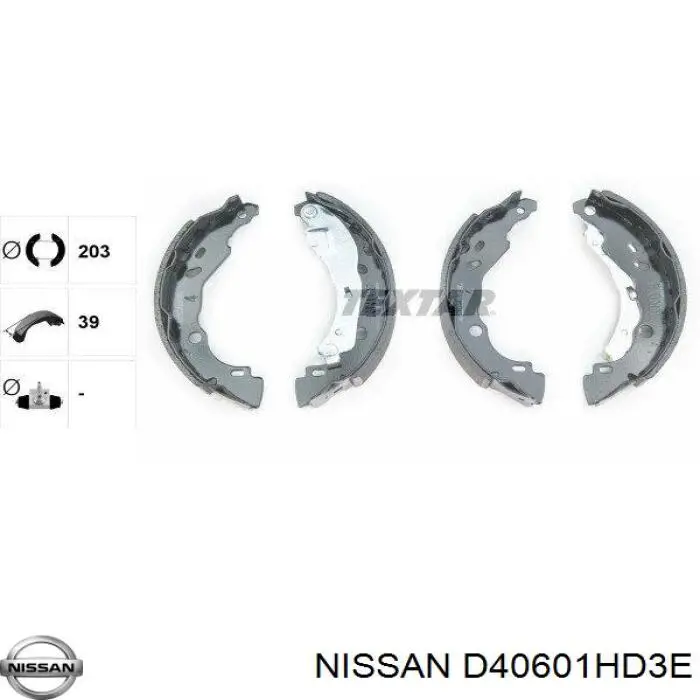 D40601HD3E Nissan колодки гальмові задні, барабанні