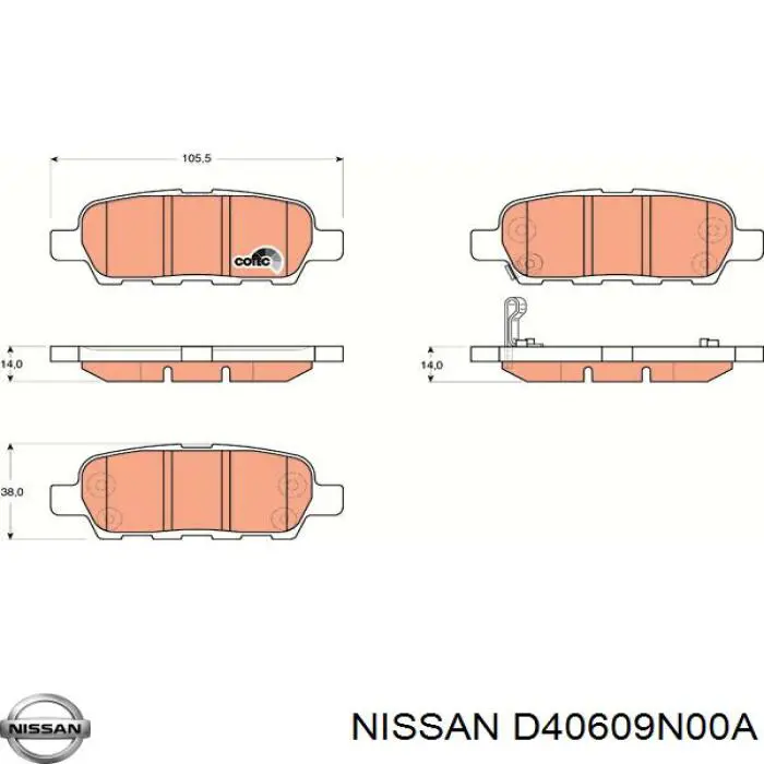 Задні гальмівні колодки Nissan/Infiniti D40609N00A ціна, від 18.98 USD