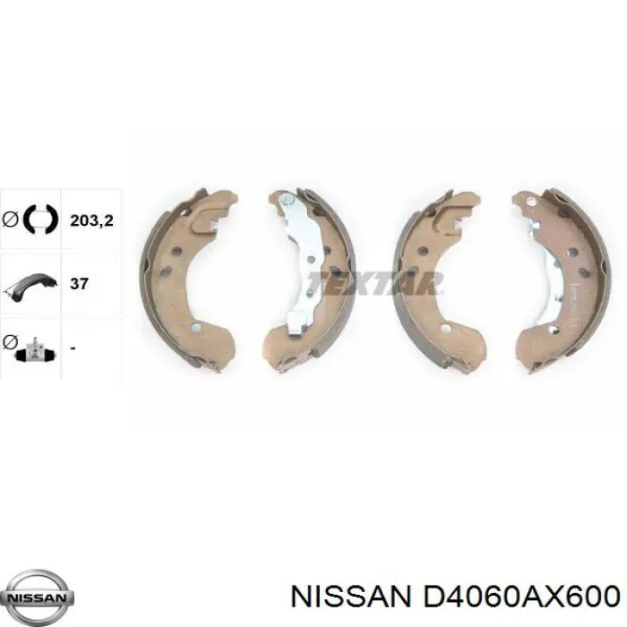 Колодки гальмові задні, барабанні Nissan/Infiniti D4060AX600 ціна, від 24.12 USD