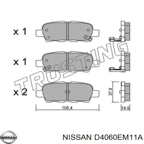 Колодки гальмові задні, дискові D4060EM11A Nissan