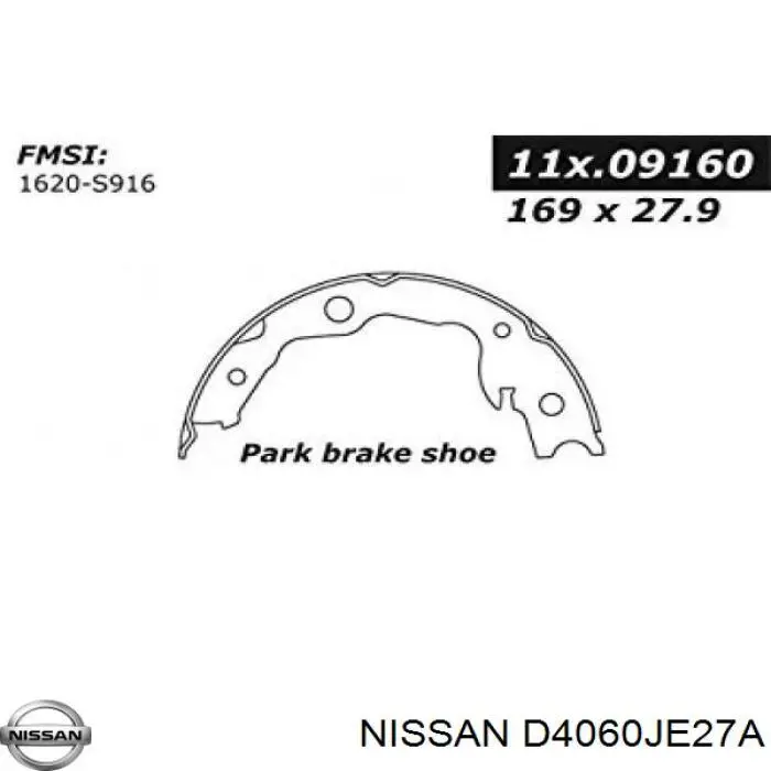 Купити D4060JE27A Nissan/Infiniti Гальмівні колодки гальма стоянки
