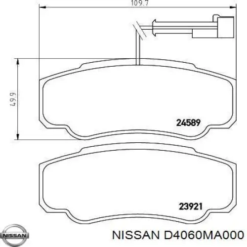 D4060MA000 Nissan колодки гальмові задні, дискові