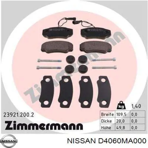 Задні гальмівні колодки Nissan/Infiniti D4060MA000 ціна, від 32.93 USD