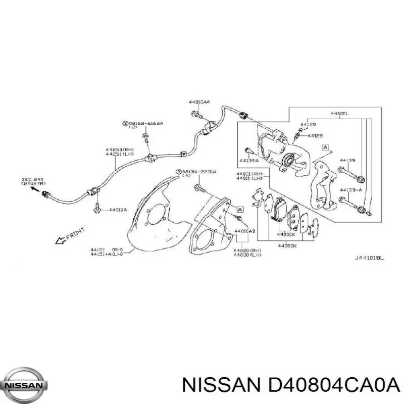 Пластина протискрипна кріплення гальмівної колодки, задня Nissan/Infiniti D40804CA0A ціна, від 63.56 USD
