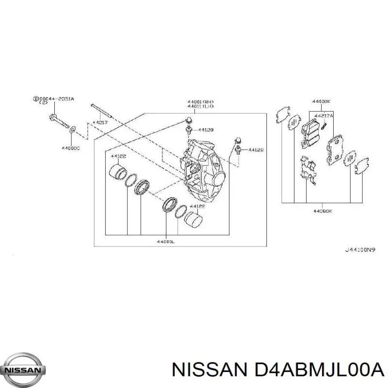 Nissan ремкомплект супорту гальмівного заднього