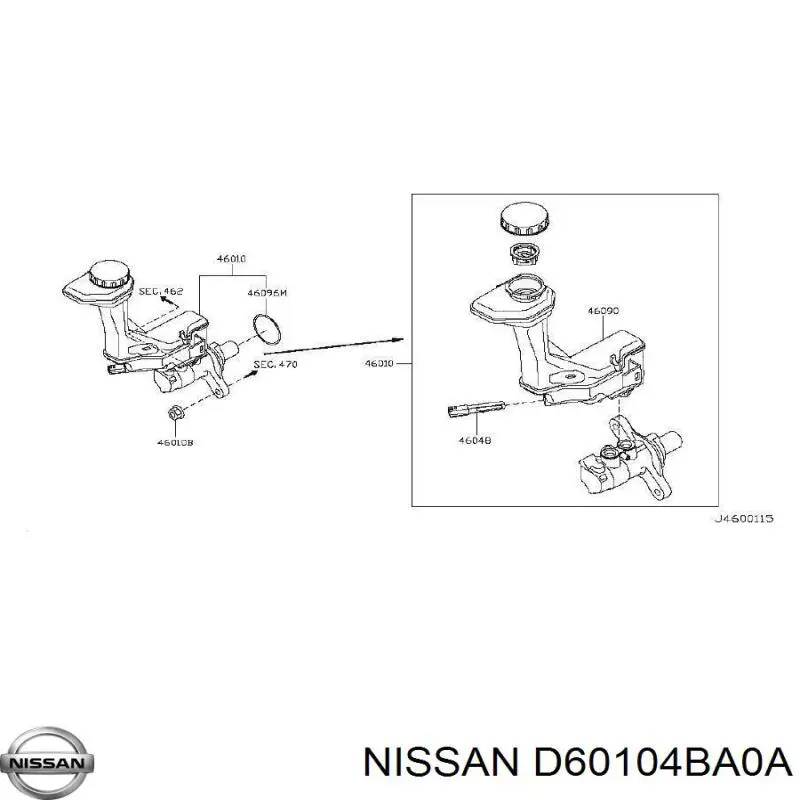 Циліндр головний гальма (Гідротормоз) Nissan/Infiniti D60104BA0A ціна, від 23.51 USD
