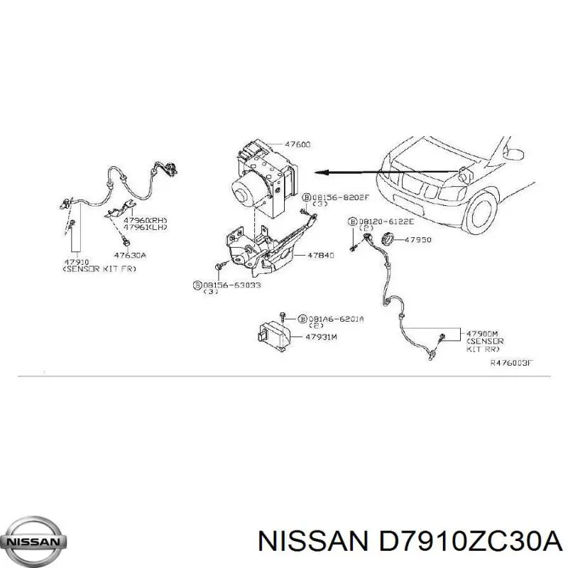 Купити 479107S025 Nissan/Infiniti Датчик АБС (ABS) передній