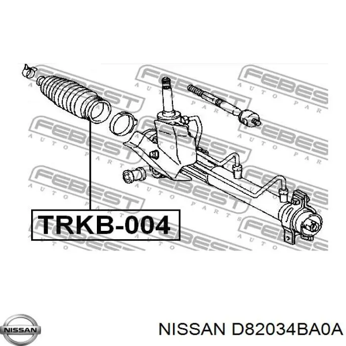 D82034BA0A Nissan пильник рульового механізму/рейки