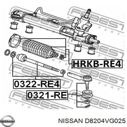 Пильник рульового механізму/рейки, правий Nissan/Infiniti D8204VG025 ціна, від 18.77 USD