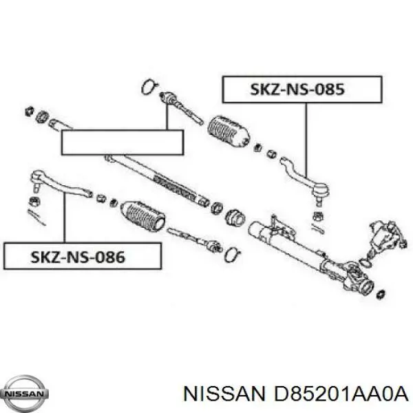 D85201AA0A Nissan накінечник рульової тяги, зовнішній