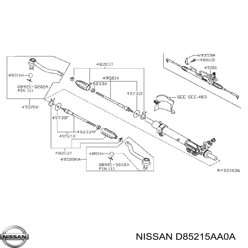 Рулевая тяга NISSAN D85215AA0A