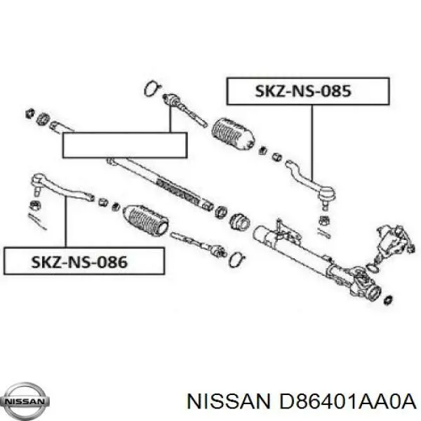 D86401AA0A Nissan накінечник рульової тяги, зовнішній