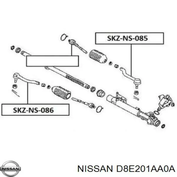D8E201AA0A Nissan накінечник рульової тяги, зовнішній