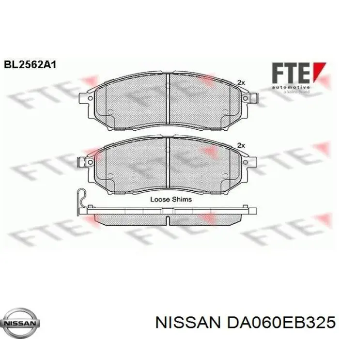 DA060EB325 Nissan/Infiniti Передні гальмівні колодки