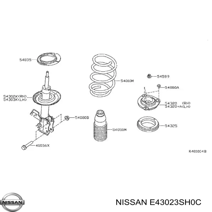 Амортизатор передній, правий E43023SH0C Nissan