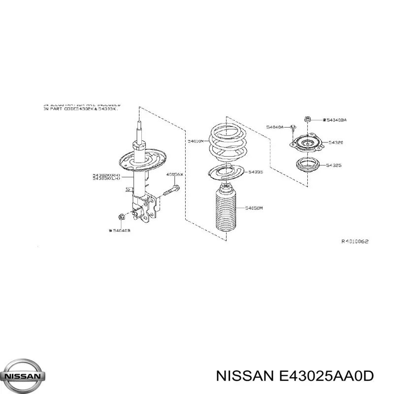Амортизатор передньої підвіски на Nissan Murano  Z52