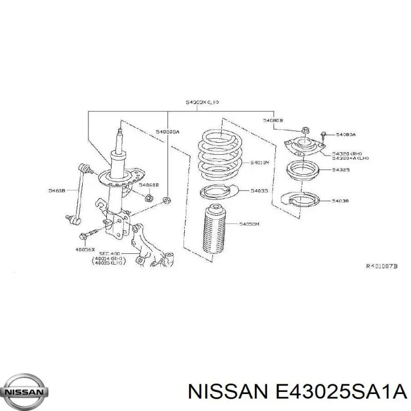E43025SA1A Nissan/Infiniti Амортизатор передньої підвіски