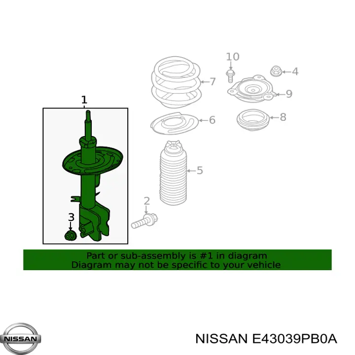 Амортизатор передньої підвіски, лівий Nissan/Infiniti E43033KA0A ціна, від 113.47 USD