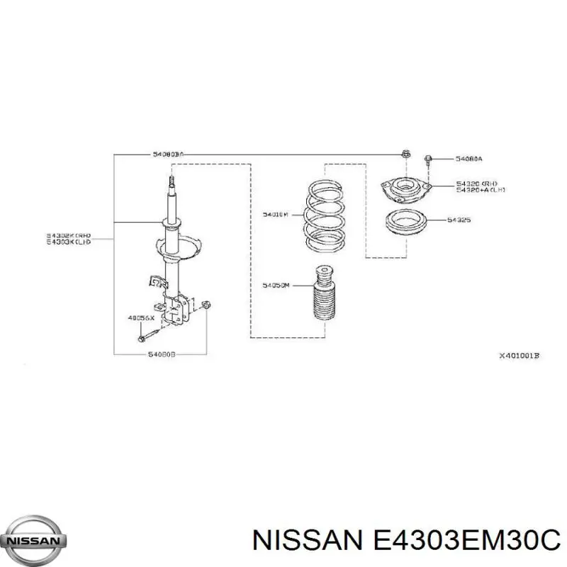 Амортизатор передньої підвіски, лівий Nissan/Infiniti E4303EM30C ціна, від 36.23 USD