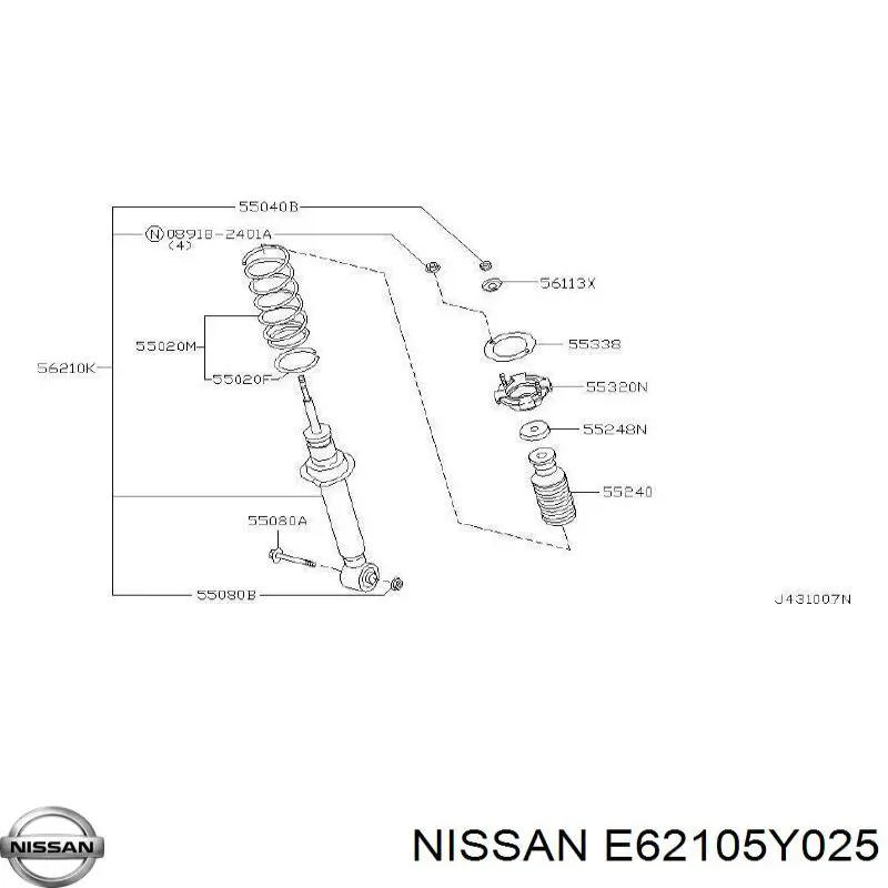 Амортизатор задній E62105Y025 Nissan