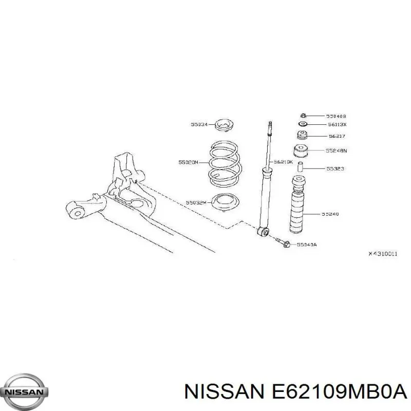 Амортизатор задній Nissan/Infiniti E62109MB0A ціна, від 32.00 USD