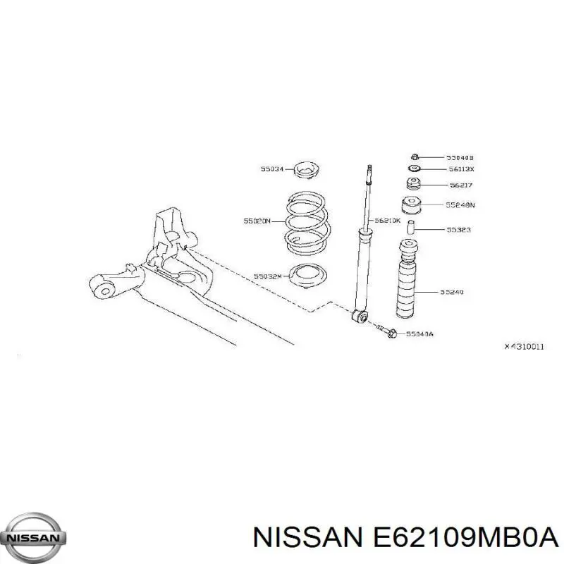 Амортизатор задній E62109MB0A Nissan