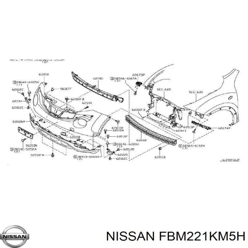 620221KM5H Nissan/Infiniti Бампер передній в зборі