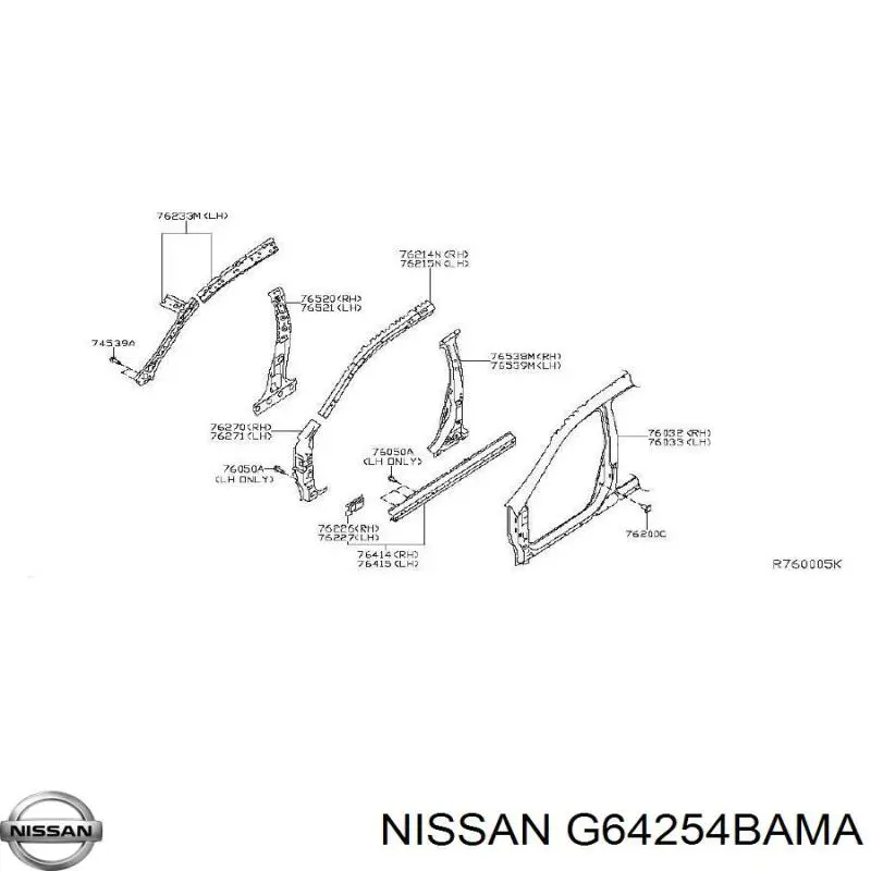 Поріг зовнішній лівий Nissan/Infiniti G64254BAMA ціна, від 81.26 USD