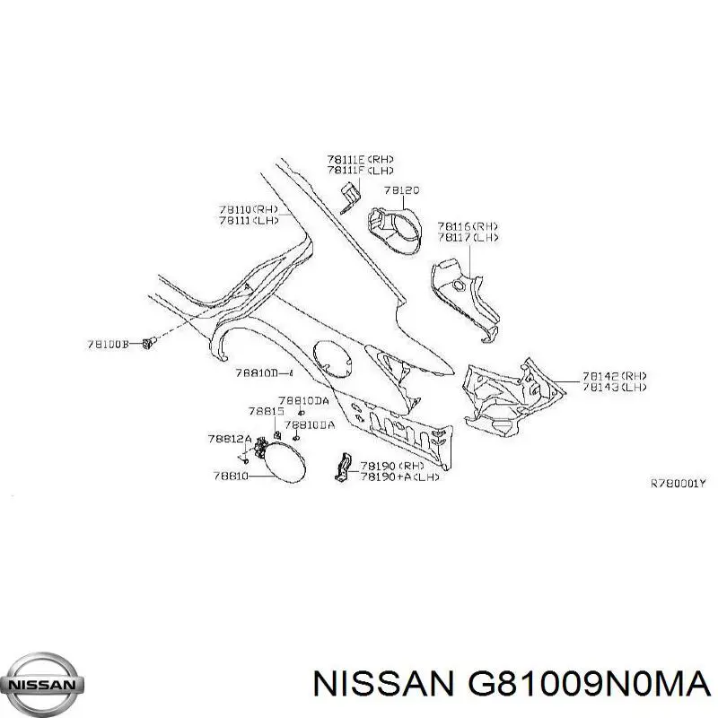 G81009N0MA Nissan/Infiniti Бічна частина задні праві
