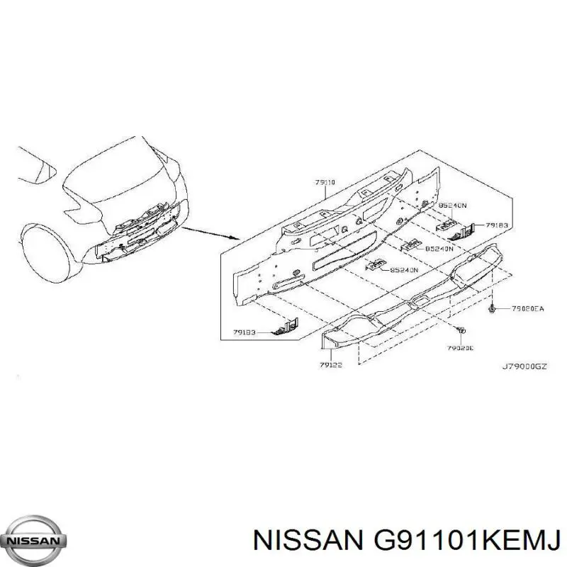 791101KE0A Nissan панель задня, багажного відсіку