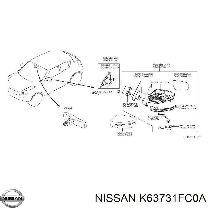 Купити 963731FC0H Nissan/Infiniti Накладка/кришка дзеркала заднього виду, права