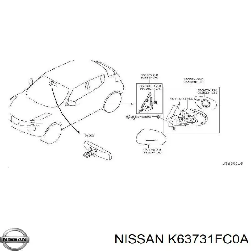 Накладка дзеркала заднього виду, права Nissan JUKE NMUK (F15E) (Нісан Жук)