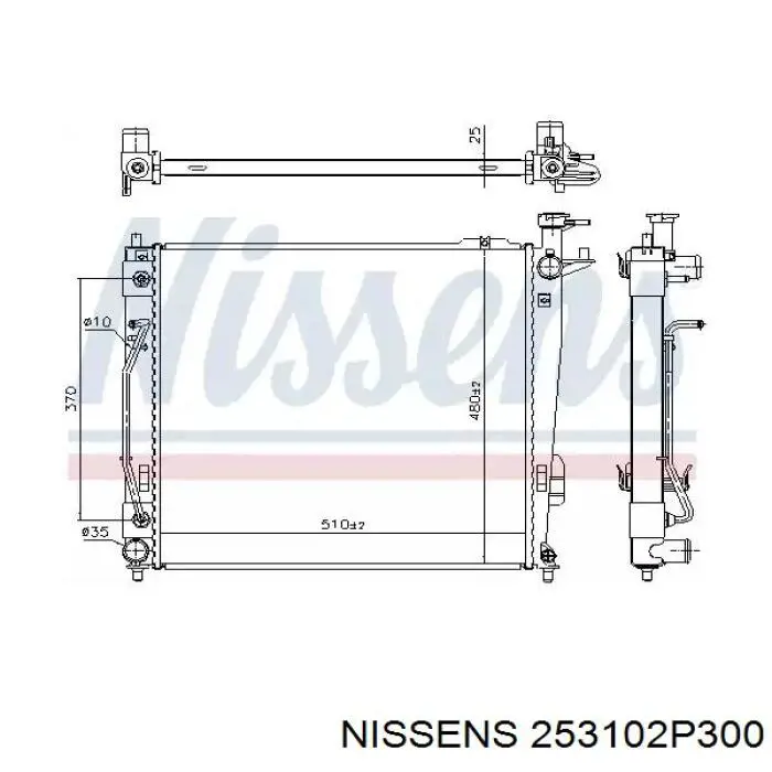 Купити 253102P300 Nissens Радіатор двигуна