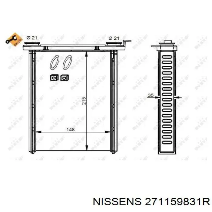 271159831R Nissens Радіатор опалювача салону