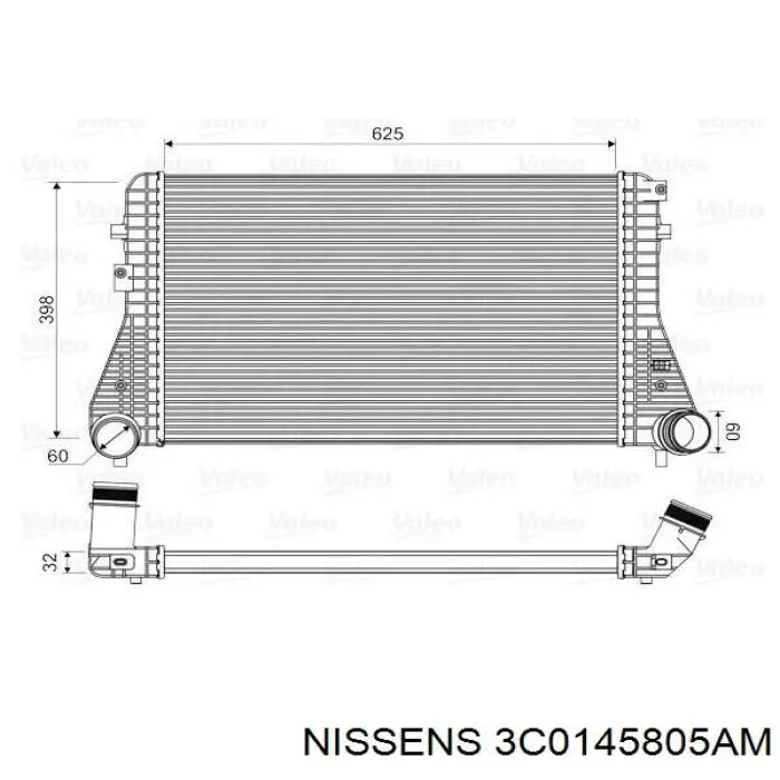 Радіатор интеркуллера 3C0145805AM Nissens