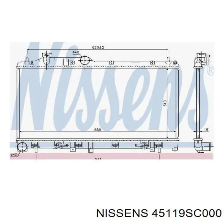 Радіатор охолодження двигуна 45119SC000 Nissens