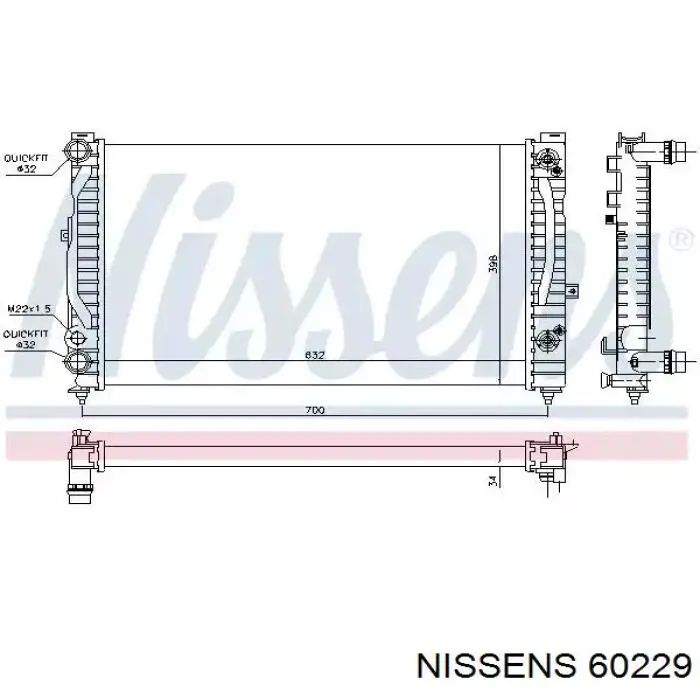 Радіатор основний Nissens 60229 ціна, від 3313.12 UAH