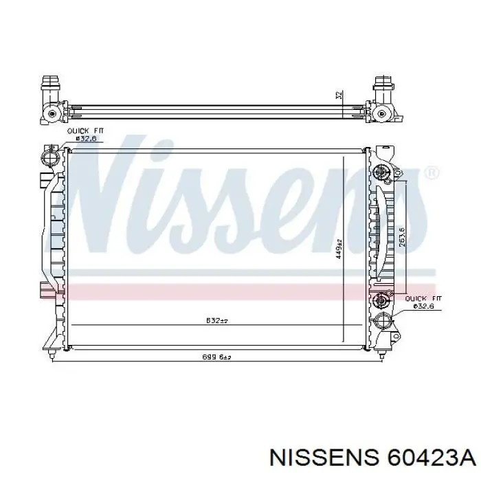 Радіатор основний Nissens 60423A ціна, від 166.91 USD